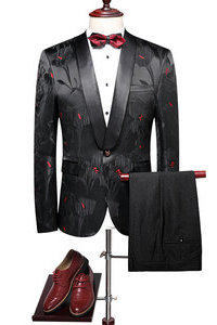 Costumes 2 pièces hommes imprimé floral scène mariage pantalon costume hommes