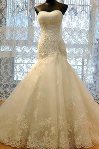 Robe de mariée populaire de col en cœur de sirène textile en tulle appliques