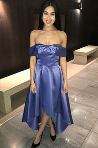 Robe fête de la rentrée a-ligne avec sans manches en satin mignonne de princesse