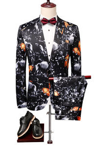 Décontracté ensemble costume imprimé hommes slim fit costumes