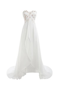 Robe de mariée chic de fourreau en chiffon en grandes tailles longueur au niveau de sol