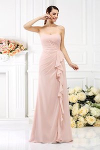 Robe demoiselle d'honneur plissé longue de bustier avec chiffon au drapée