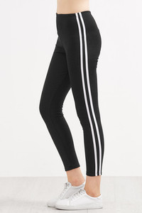 Leggings noir contrasté à rayure