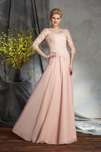 Robe mère de mariée longue naturel a-ligne appliques avec chiffon