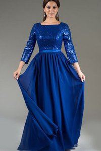 Robe de bal plissé discrete longue avec manche longue avec manche 3/4