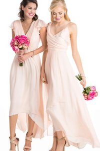 Robe demoiselle d'honneur nature ligne a avec chiffon de lotus ruché
