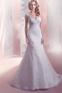 Robe de mariée naturel longue de traîne moyenne de sirène manche nulle