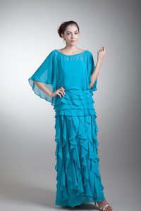 Robe mère de mariée avec chiffon longueur à cheville ruchés longs de bustier