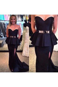 Robe de soirée fendu latérale col en forme de cœur de sirène manche nulle de lotus