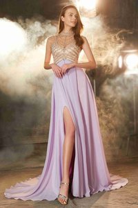 Robe de soirée naturel elevé de princesse fermeutre eclair a-ligne