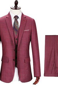 Nouveaux hommes costumes rose d'honneur tuxedos rouge