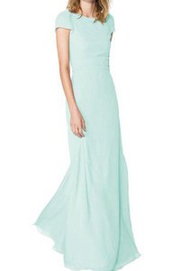 Robe demoiselle d'honneur facile longue encolure ronde avec ruban trou de serrure