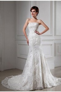 Robe de mariée de tour de ceinture en haute avec perle en satin cordon manche nulle