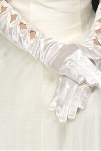 Taffetas perlée élégante broderie gants blancs de mariée incroyable