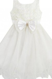Robe de cortège enfant bref fermeutre eclair ruché manche nulle avec nœud à boucles