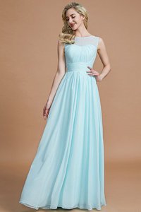 Robe demoiselle d'honneur manche nulle jusqu'au sol en chiffon ligne a de princesse