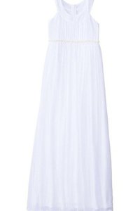 Robe de cortège enfant plissé en taffetas avec perle avec zip longueur au ras du sol