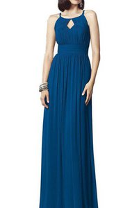 Robe demoiselle d'honneur longue longueur au niveau de sol avec chiffon a-ligne noeud