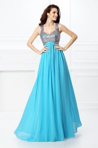 Robe de bal longue jusqu'au sol de princesse manche nulle a-ligne