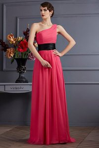 Robe de soirée longue manche nulle a-ligne d'épaule asymétrique de princesse