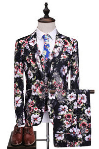 Gilet pantalon jolie 3 pièces costume imprimé smoking costume d'affaires