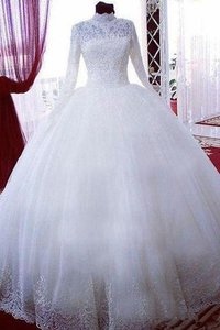 Robe de mariée avec zip avec manche longue éblouissant elevé naturel