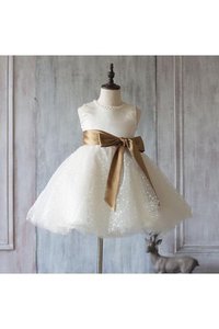 Robe de cortège enfant plissé de tour de ceinture empire avec ruban avec nœud de lotus