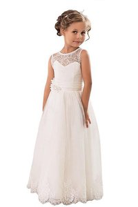 Robe de cortège enfant naturel jusqu'au sol a-ligne de princesse col u profond