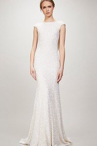 Robe de mariée naturel étoilé a eglise décolleté dans le dos col en bateau