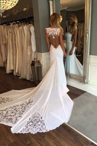 Robe de mariée avant-gardiste col en forme de cœur sans dos manche nulle naturel