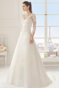 Robe de mariée classique manche nulle a-ligne de col bateau col en forme de cœur