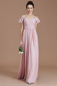 Robe demoiselle d'honneur manche nulle fermeutre eclair de princesse a-ligne ruché