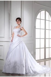 Robe de mariée longue cordon avec perle de bustier de mode de bal