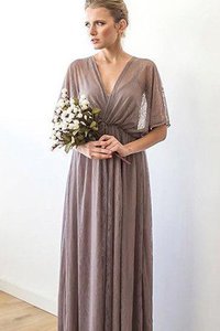 Robe mère de mariée plissé d'empire ruché avec manche courte manche nulle