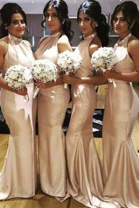 Robe demoiselle d'honneur dénudé gaine de traîne moyenne en taffetas manche nulle