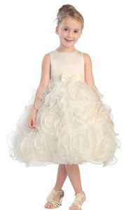 Robe de cortège enfant de lotus manche nulle avec nœud a-ligne