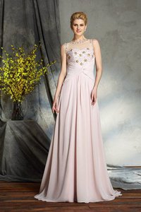 Robe mère de mariée naturel longue appliques ligne a col en bateau