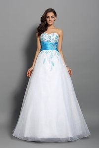 Robe de quinceanera longue de mode de bal avec perle de tour de ceinture empire en satin