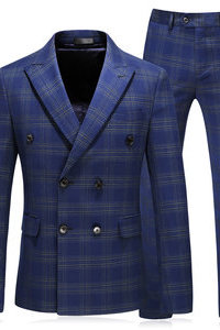 Hommes costume formel double boutonnage plaid grande taille 5xl