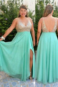 Robe de bal dos nu de princesse v encolure jusqu'au sol en chiffon