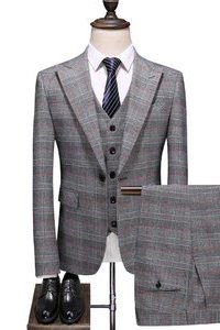 Blazers pantalon automne élégant gris plaid costume