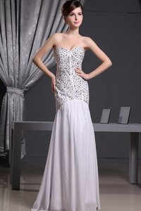 Robe de soirée longue en chiffon avec sans manches avec perle