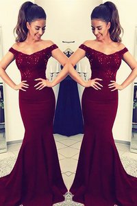 Robe de soirée fermeutre eclair en satin epaule nue gracieux avec sans manches