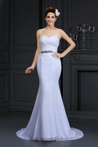 Robe de mariée longue fermeutre eclair de sirène de col en cœur manche nulle