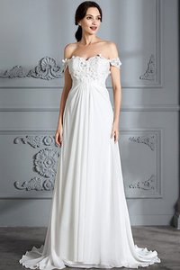 Robe de mariée naturel a-ligne d'epaule ecrite jusqu'au sol de princesse