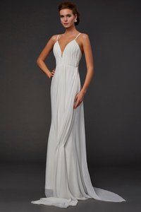 Robe de soirée longue naturel longueur au ras du sol en chiffon sans dos