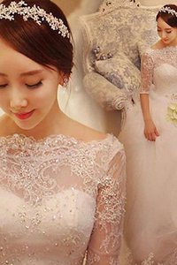 Robe de mariée de mode de bal sucré avec perle v encolure naturel