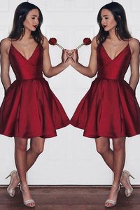Robe fête de la rentrée naturel de col en v manche nulle de princesse en satin