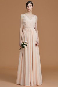 Robe demoiselle d'honneur naturel de princesse jusqu'au sol fermeutre eclair en chiffon