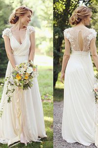 Robe de mariée ligne a avec manche courte ruché fascinant naturel